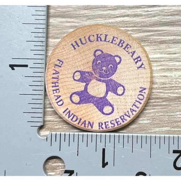 Vintage Wooden Nickel Token Allard's Huckleberry Flathead Indian Reservation - Picture 3 of 3